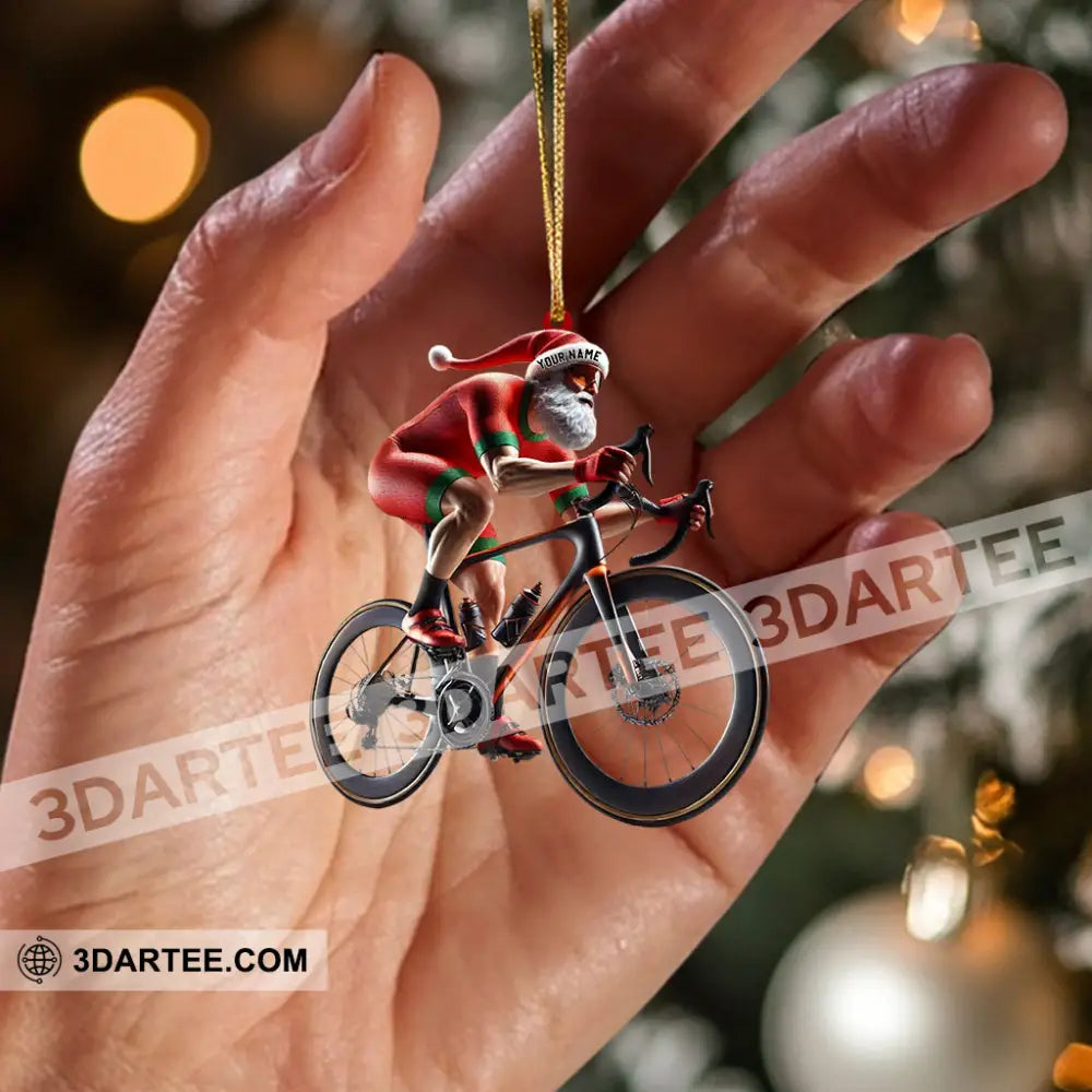 Santa Bicycle Racing Home Decor Christmas Ornament Personalized Ornament Ornament