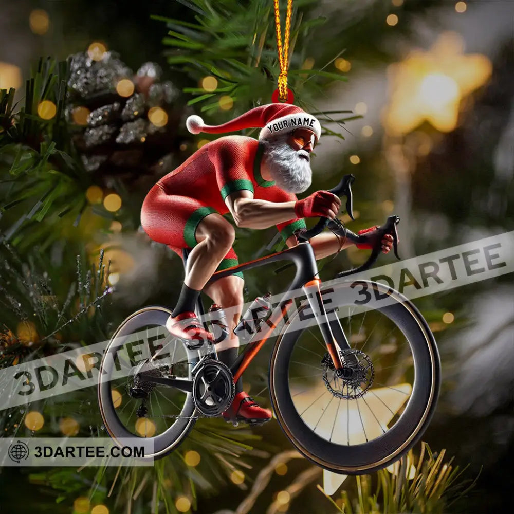 Santa Bicycle Racing Home Decor Christmas Ornament Personalized Ornament Ornament