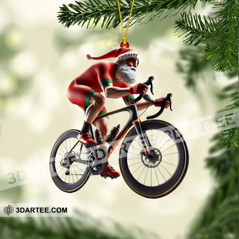 Santa Bicycle Racing Home Decor Christmas Ornament Personalized Ornament Ornament