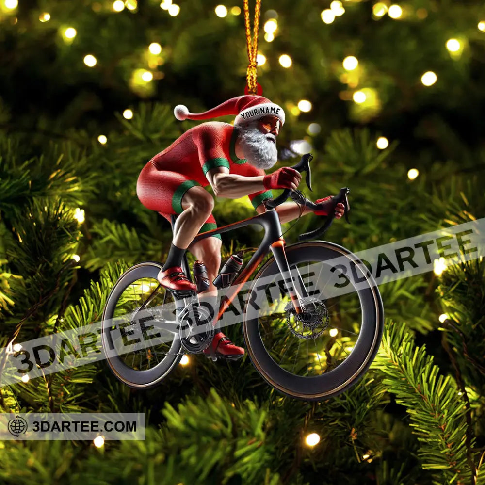 Santa Bicycle Racing Home Decor Christmas Ornament Personalized Ornament Ornament