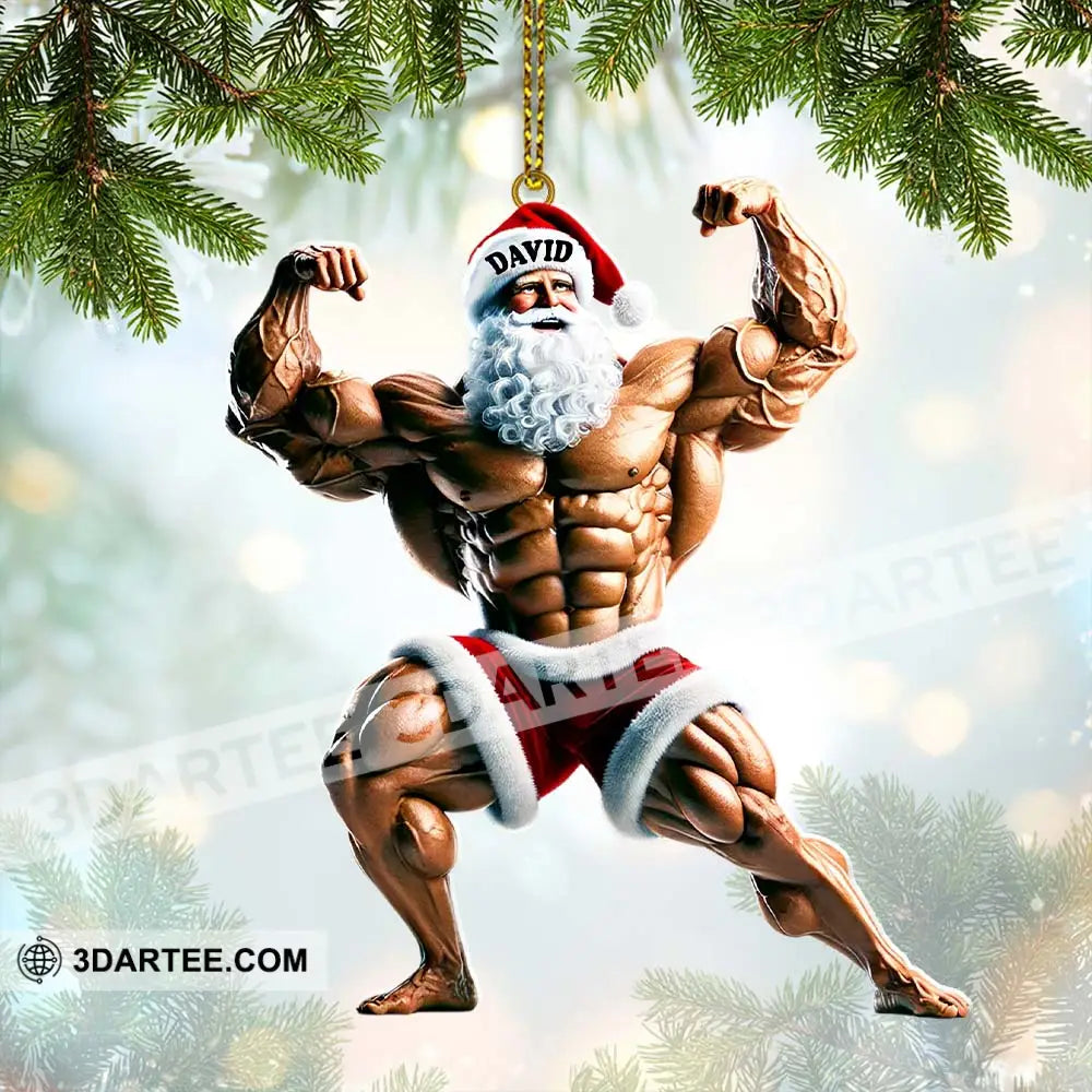Santa Bodybuilder Christmas Ornament Personalized Ornament Ornament