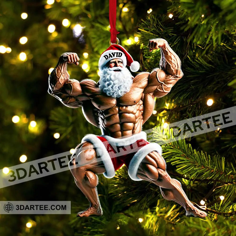 Santa Bodybuilder Christmas Ornament Personalized Ornament Ornament