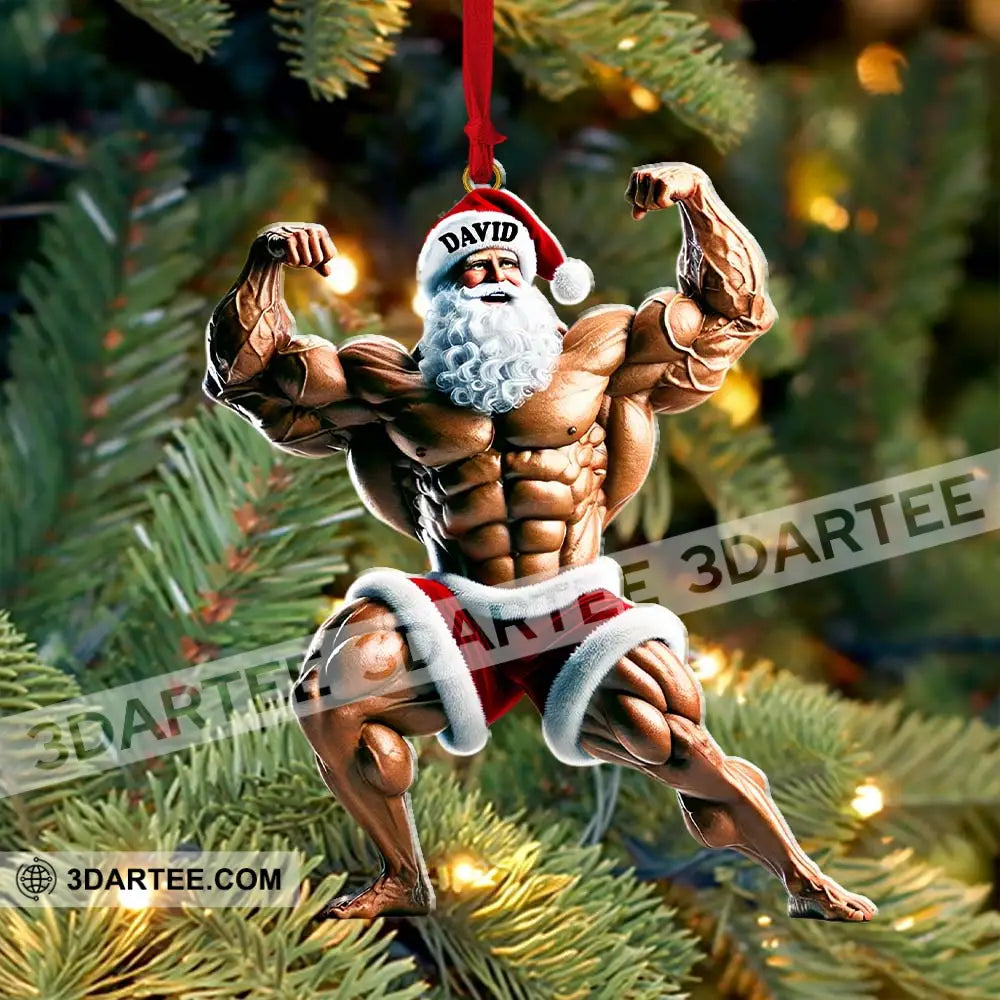 Santa Bodybuilder Christmas Ornament Personalized Ornament Ornament