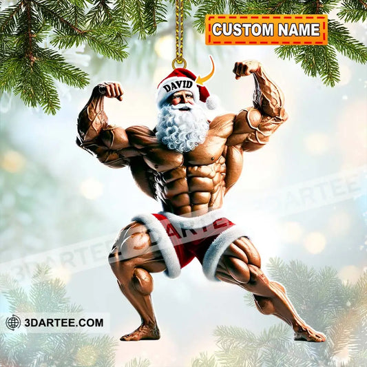 Santa Bodybuilder Christmas Ornament Personalized Ornament 3.54’’ / 1 Ornament Ornament