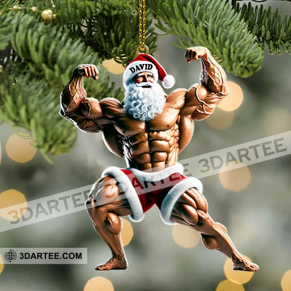 Santa Bodybuilder Christmas Ornament Personalized Ornament Ornament