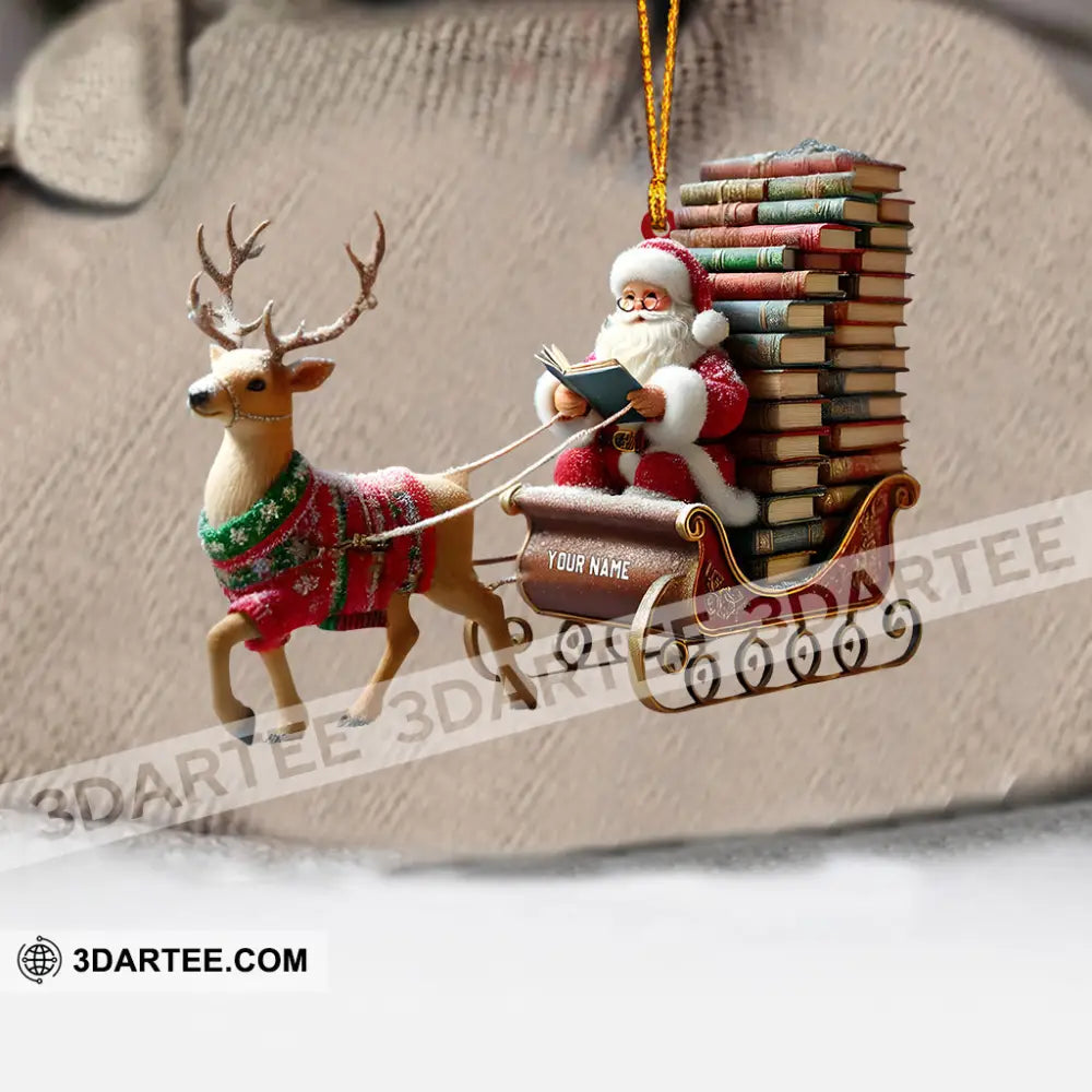 Santa Book Lover Home Decor Christmas Ornament Personalized Ornament Ornament