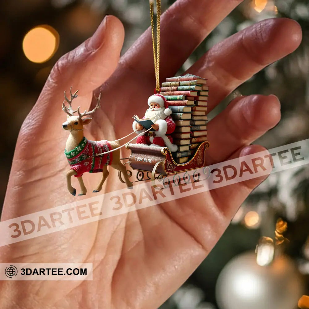 Santa Book Lover Home Decor Christmas Ornament Personalized Ornament Ornament