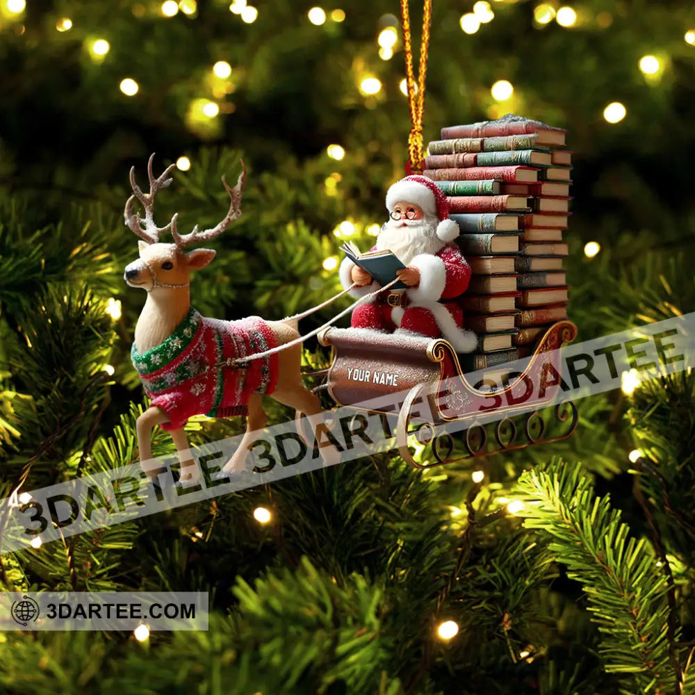 Santa Book Lover Home Decor Christmas Ornament Personalized Ornament Ornament