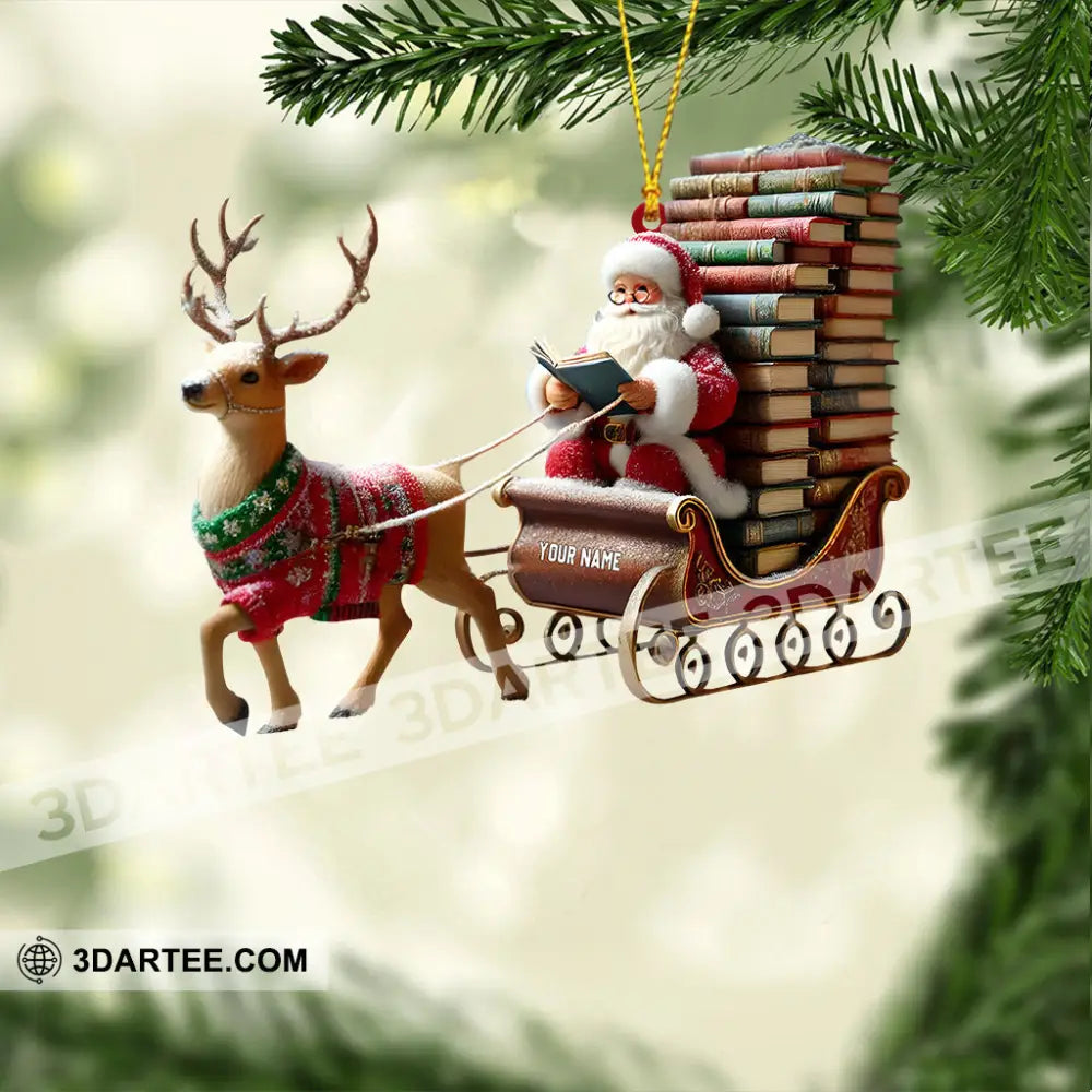 Santa Book Lover Home Decor Christmas Ornament Personalized Ornament Ornament
