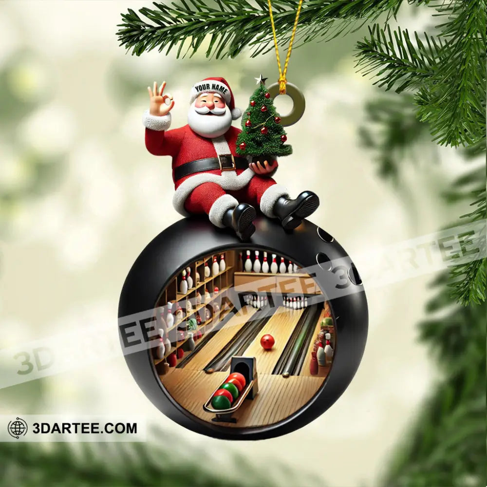 Santa Bowling Lover Christmas Home Decor Christmas Ornament Personalized Ornament Ornament