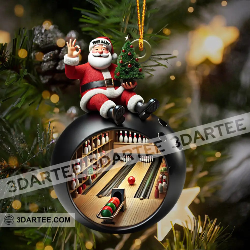Santa Bowling Lover Christmas Home Decor Christmas Ornament Personalized Ornament Ornament