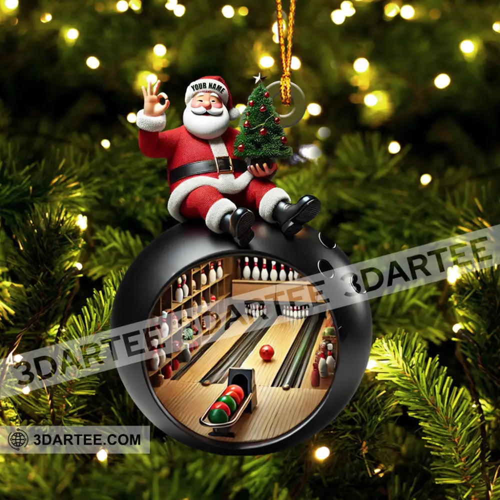 Santa Bowling Lover Christmas Home Decor Christmas Ornament Personalized Ornament Ornament