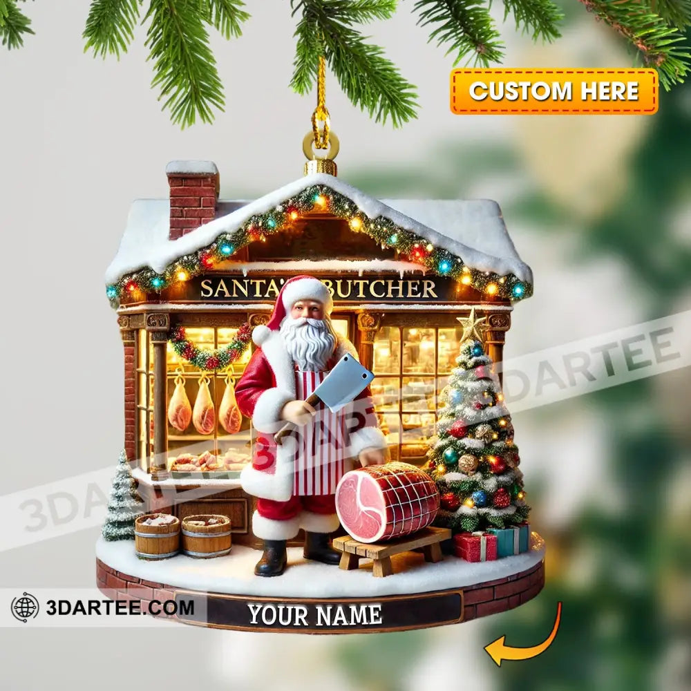 Santa Butcher House Home Decor Christmas Ornament Personalized Ornament 3.54’’ / 1 Ornament Ornament