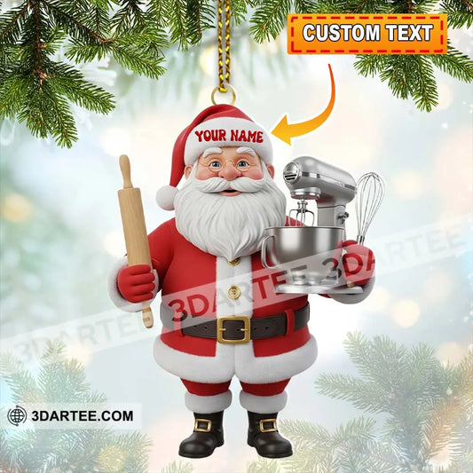 Santa Chef Home Decor Christmas Ornament Personalized Ornament 3.54’’ / 1 Ornament Ornament