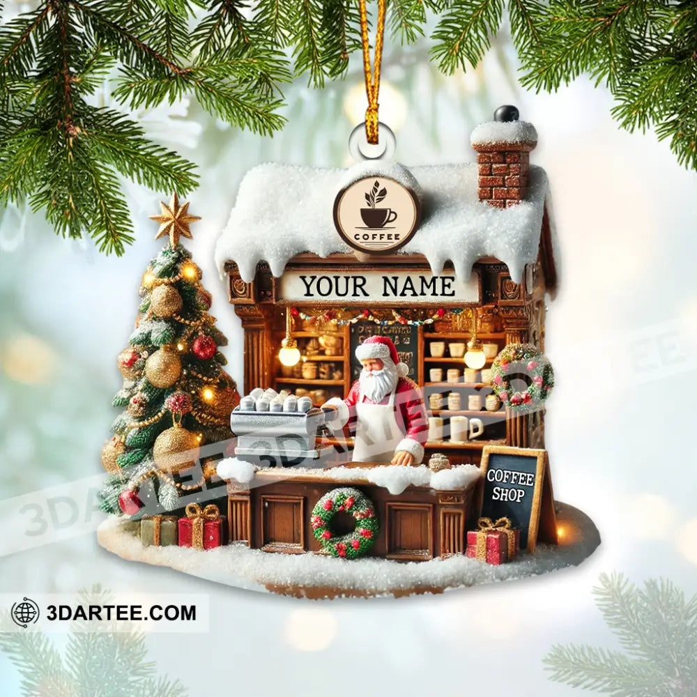 Santa Coffee Shop Christmas Ornament Personalized Ornament Ornament