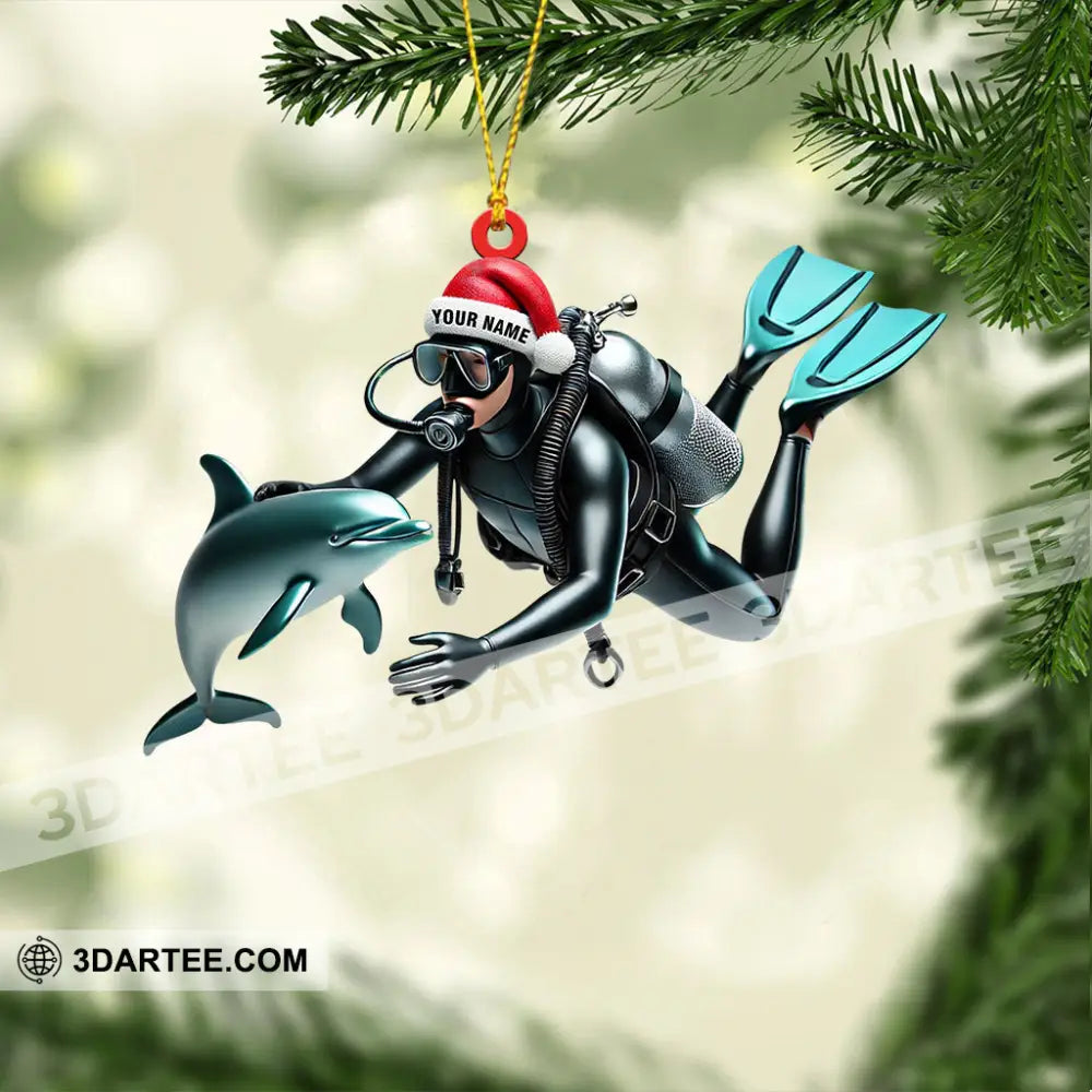 Santa Diver Home Decor Christmas Ornament Personalized Ornament Ornament