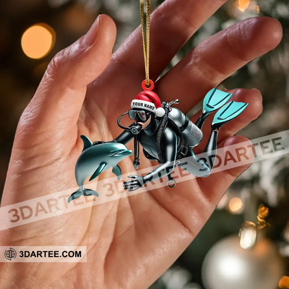 Santa Diver Home Decor Christmas Ornament Personalized Ornament Ornament