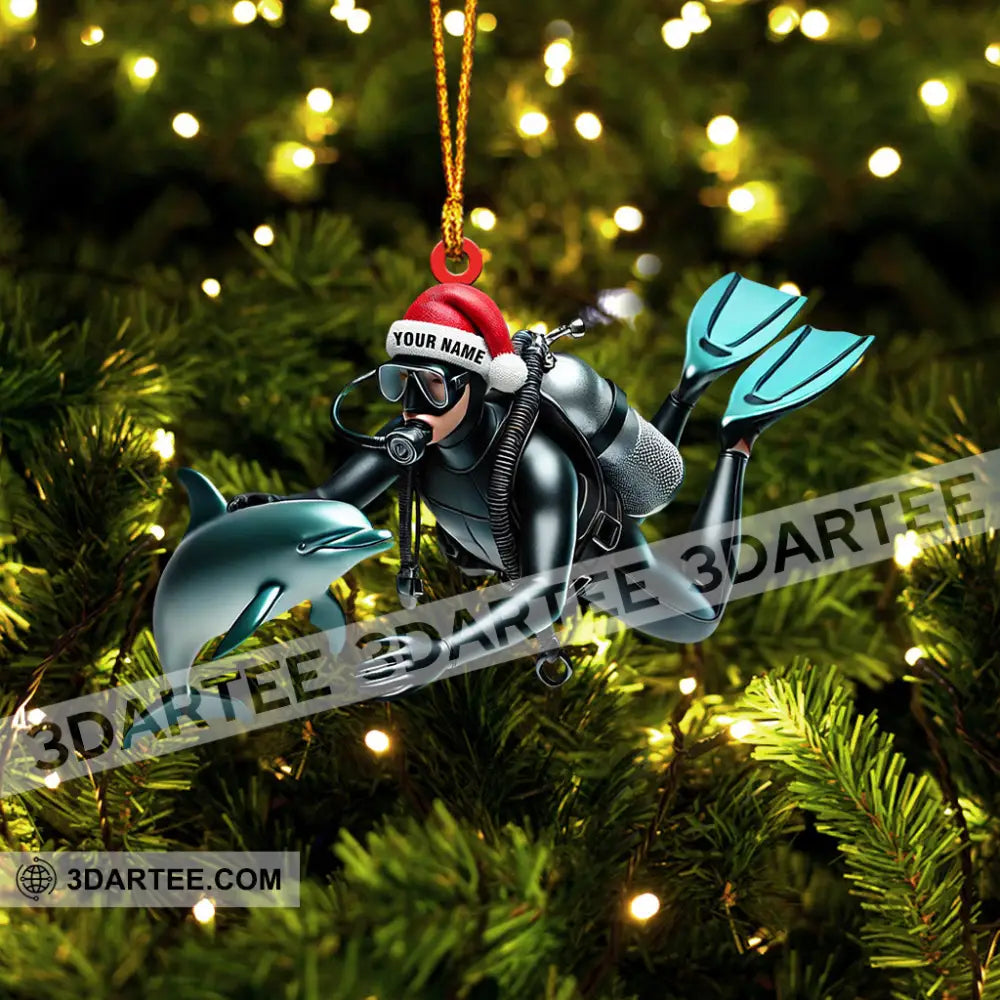 Santa Diver Home Decor Christmas Ornament Personalized Ornament Ornament