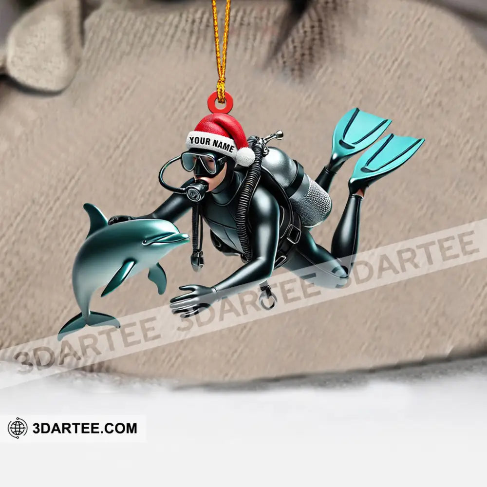 Santa Diver Home Decor Christmas Ornament Personalized Ornament Ornament
