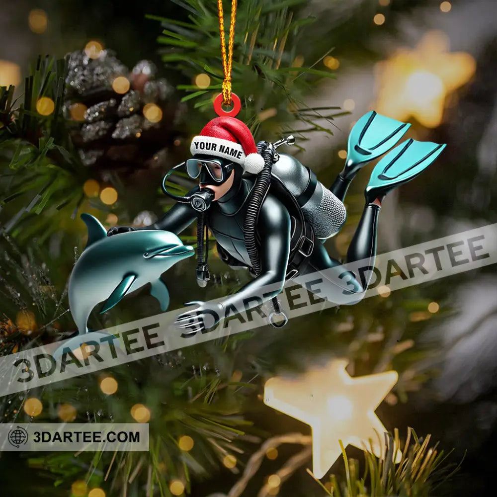 Santa Diver Home Decor Christmas Ornament Personalized Ornament Ornament