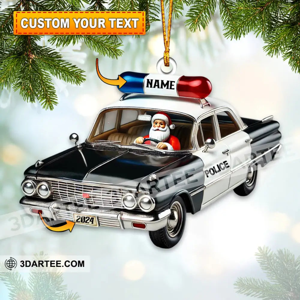 Santa Driver Police Car Christmas Ornament Personalized Ornament 3.54’’ / 1 Ornament Ornament