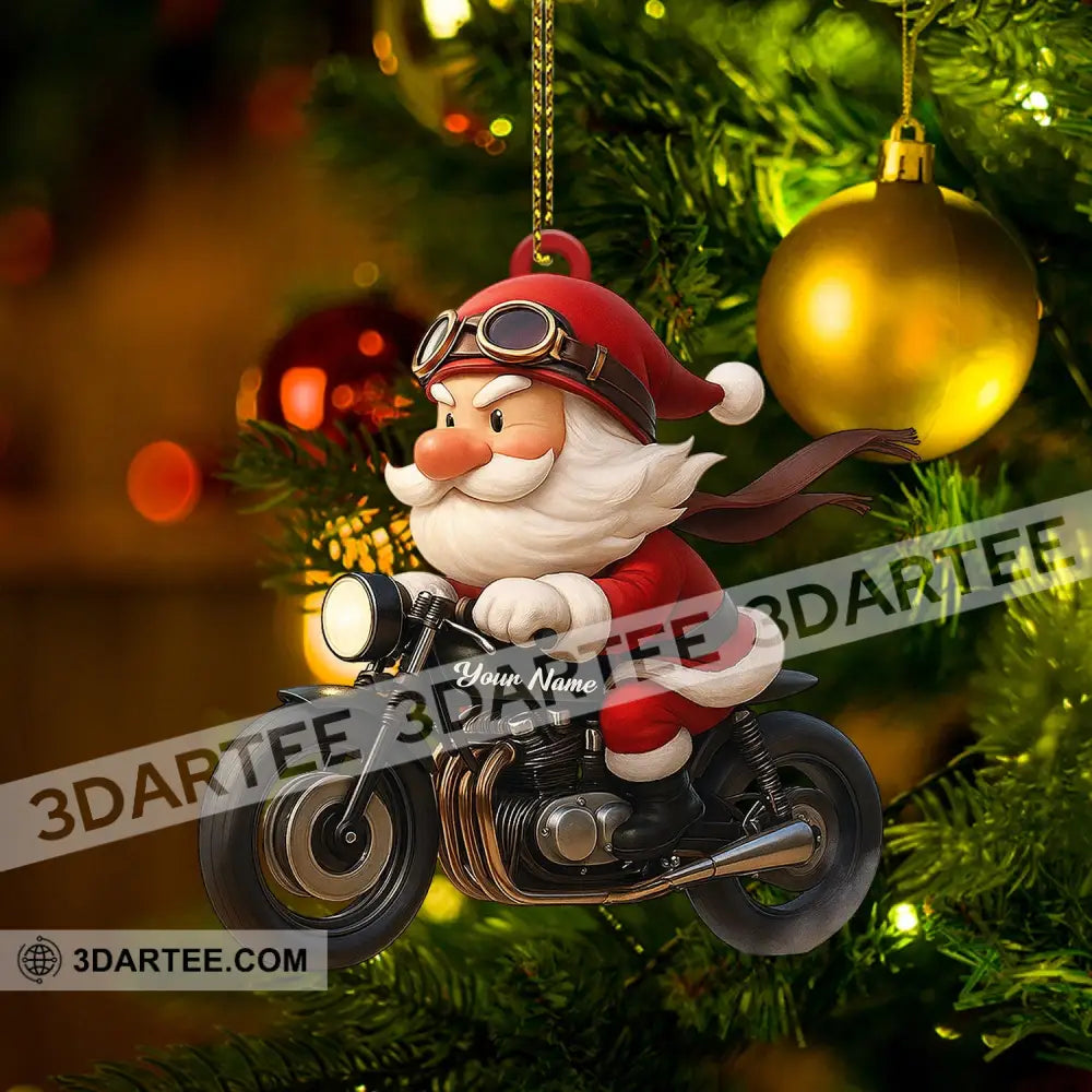 Santa Drives Motorbike Home Decor Christmas Ornament Personalized Ornament Ornament