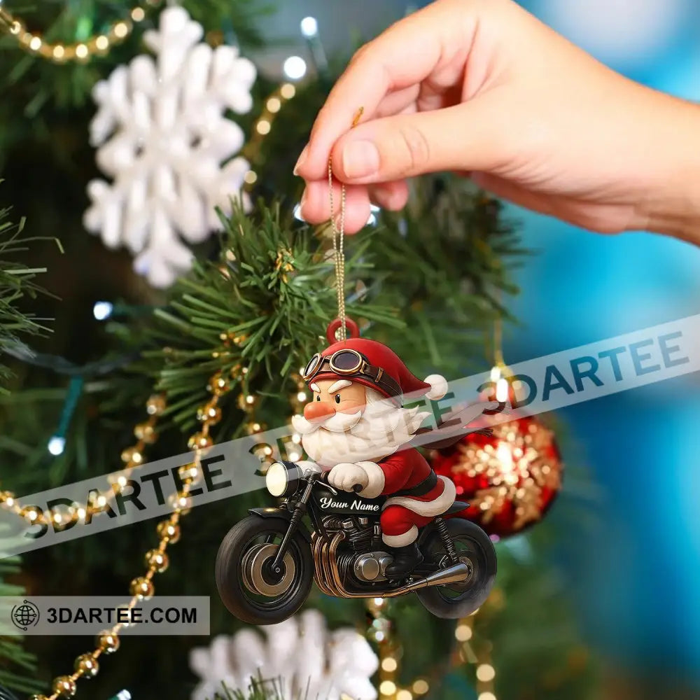 Santa Drives Motorbike Home Decor Christmas Ornament Personalized Ornament Ornament