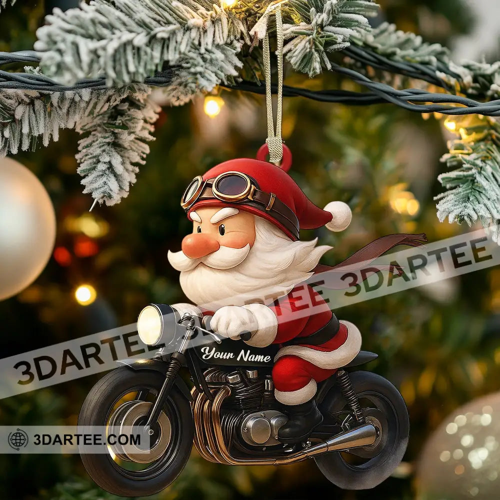 Santa Drives Motorbike Home Decor Christmas Ornament Personalized Ornament Ornament