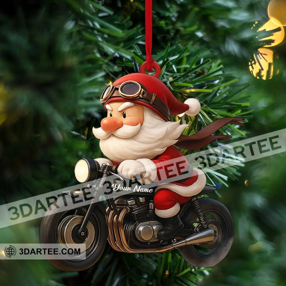 Santa Drives Motorbike Home Decor Christmas Ornament Personalized Ornament Ornament