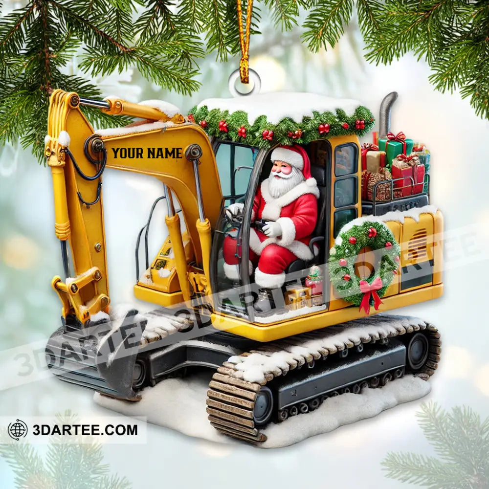 Santa Driving Snow Plow Christmas Ornament Excavator Ornament Personalized Ornament Ornament