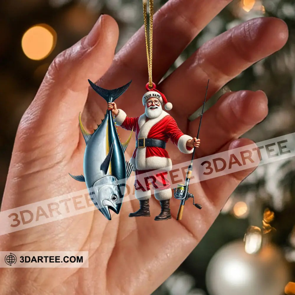 Santa Fishing Home Decor Christmas Ornament Personalized Ornament Ornament