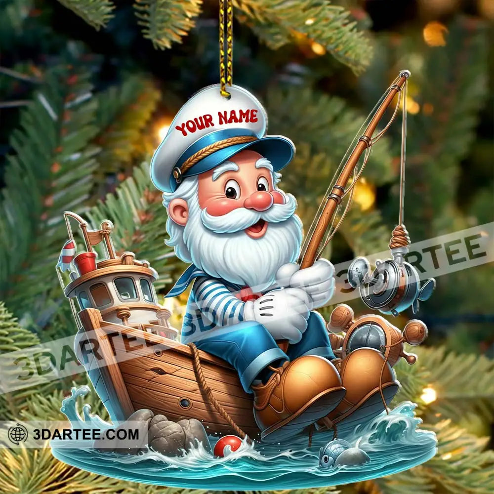 Santa Fishing Home Decor Christmas Ornament Personalized Ornament Ornament