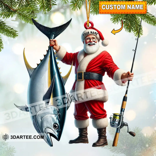 Santa Fishing Home Decor Christmas Ornament Personalized Ornament 3.54’’ / 1 Ornament Ornament