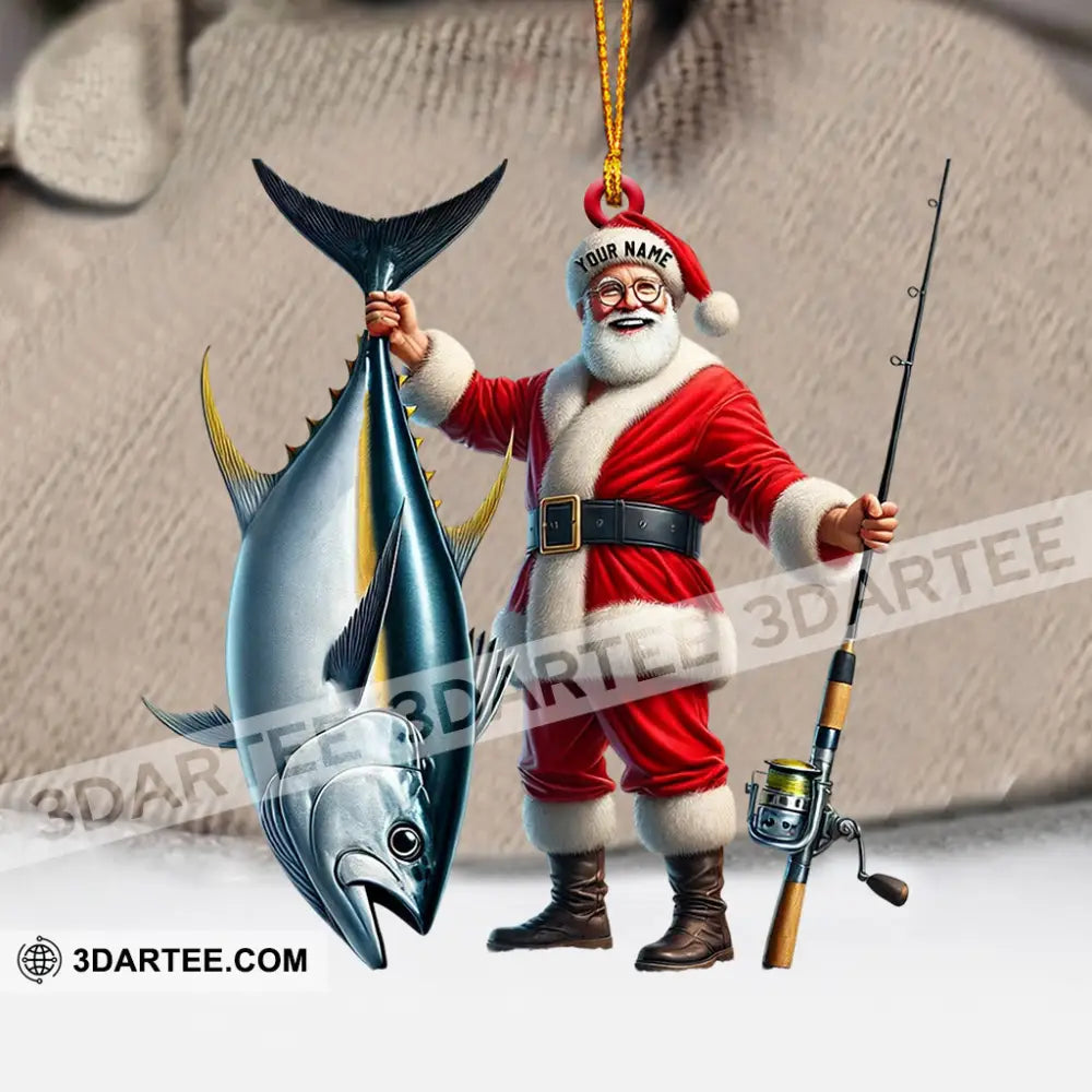 Santa Fishing Home Decor Christmas Ornament Personalized Ornament Ornament