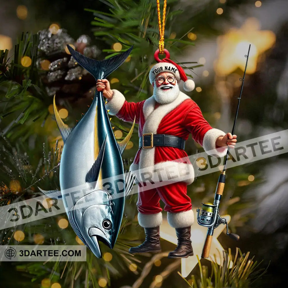 Santa Fishing Home Decor Christmas Ornament Personalized Ornament Ornament