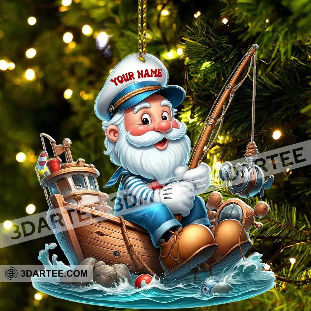 Santa Fishing Home Decor Christmas Ornament Personalized Ornament Ornament