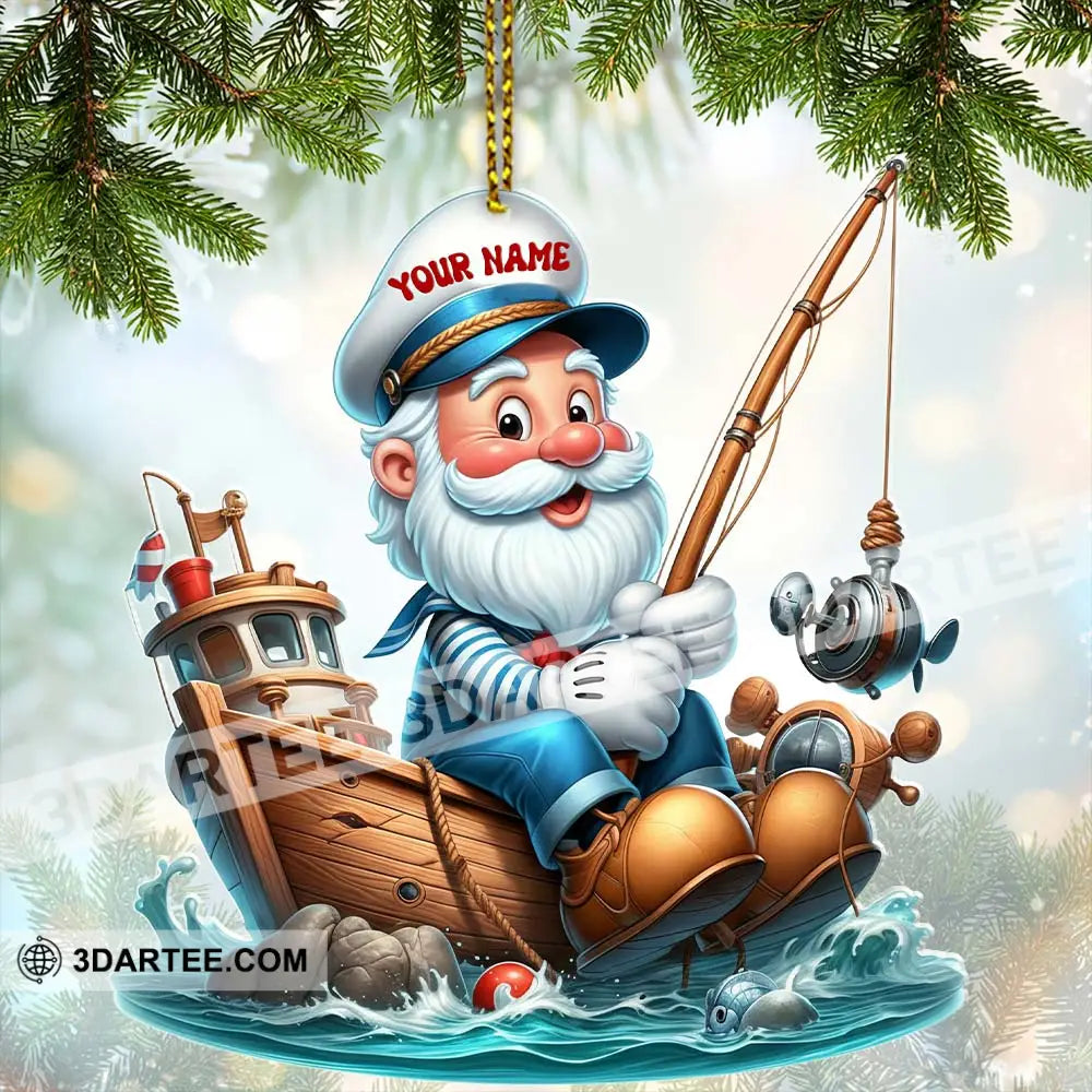 Santa Fishing Home Decor Christmas Ornament Personalized Ornament Ornament