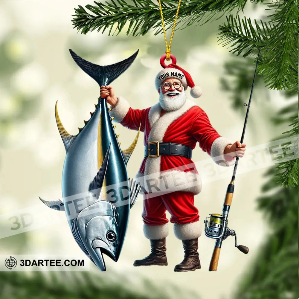 Santa Fishing Home Decor Christmas Ornament Personalized Ornament Ornament