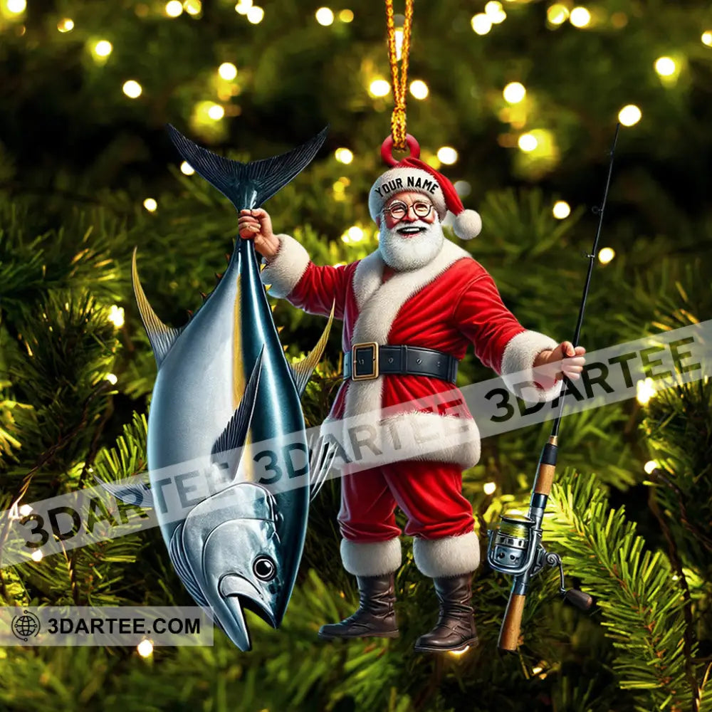 Santa Fishing Home Decor Christmas Ornament Personalized Ornament Ornament