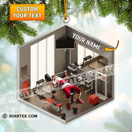 Santa Fitness Room Christmas Ornament Personalized Ornament 3.54’’ / 1 Ornament Ornament