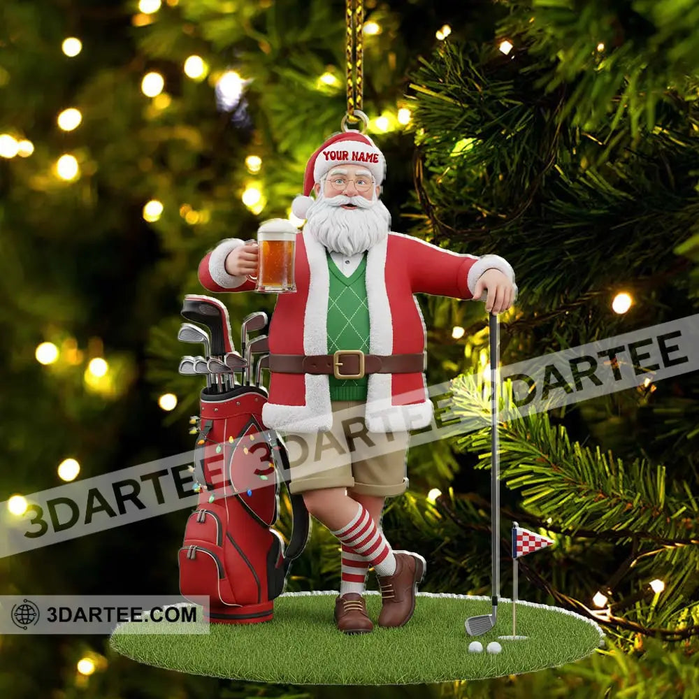 Santa Golf And Beer Home Decor Christmas Ornament Personalized Ornament Ornament