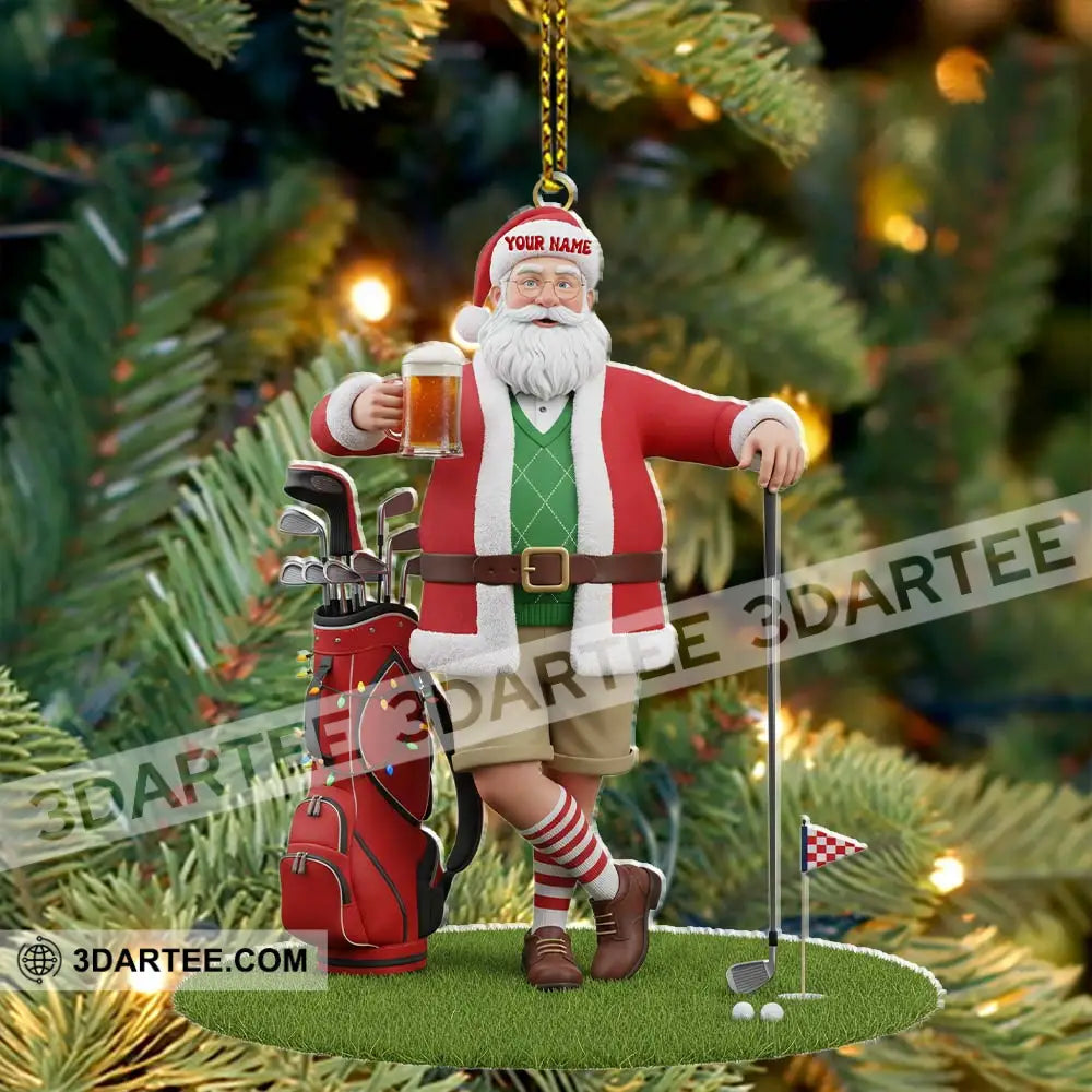 Santa Golf And Beer Home Decor Christmas Ornament Personalized Ornament Ornament