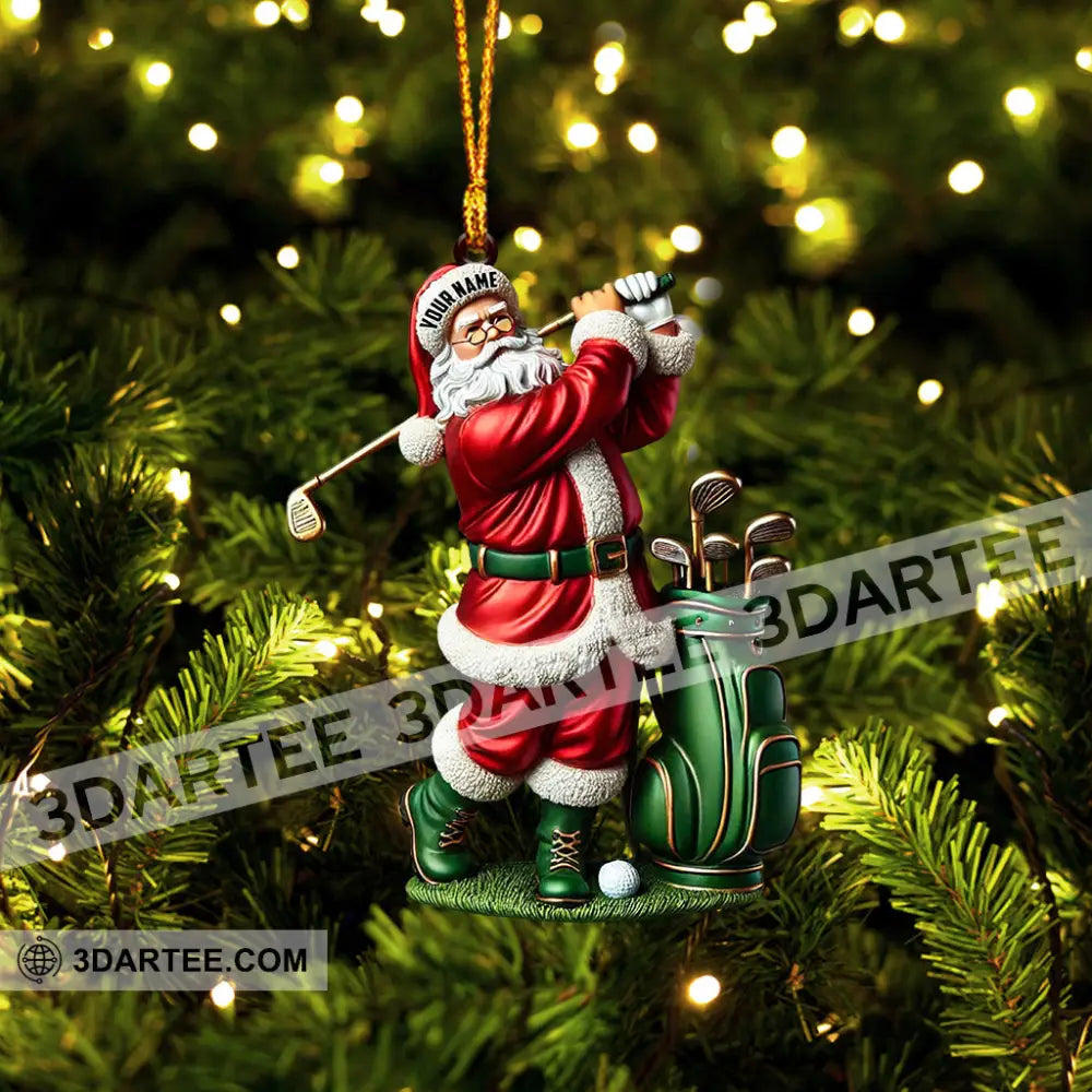 Santa Golf Player Christmas Ornament Personalized Ornament Ornament