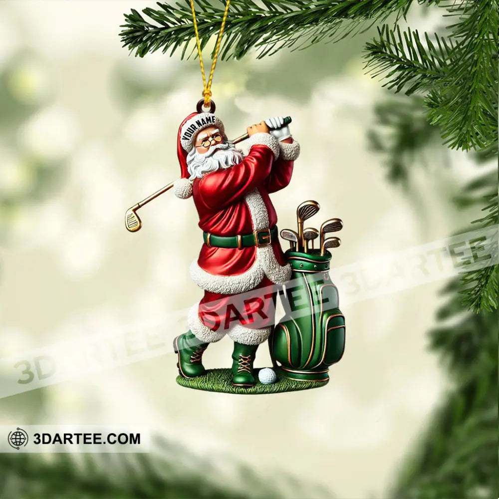 Santa Golf Player Christmas Ornament Personalized Ornament Ornament