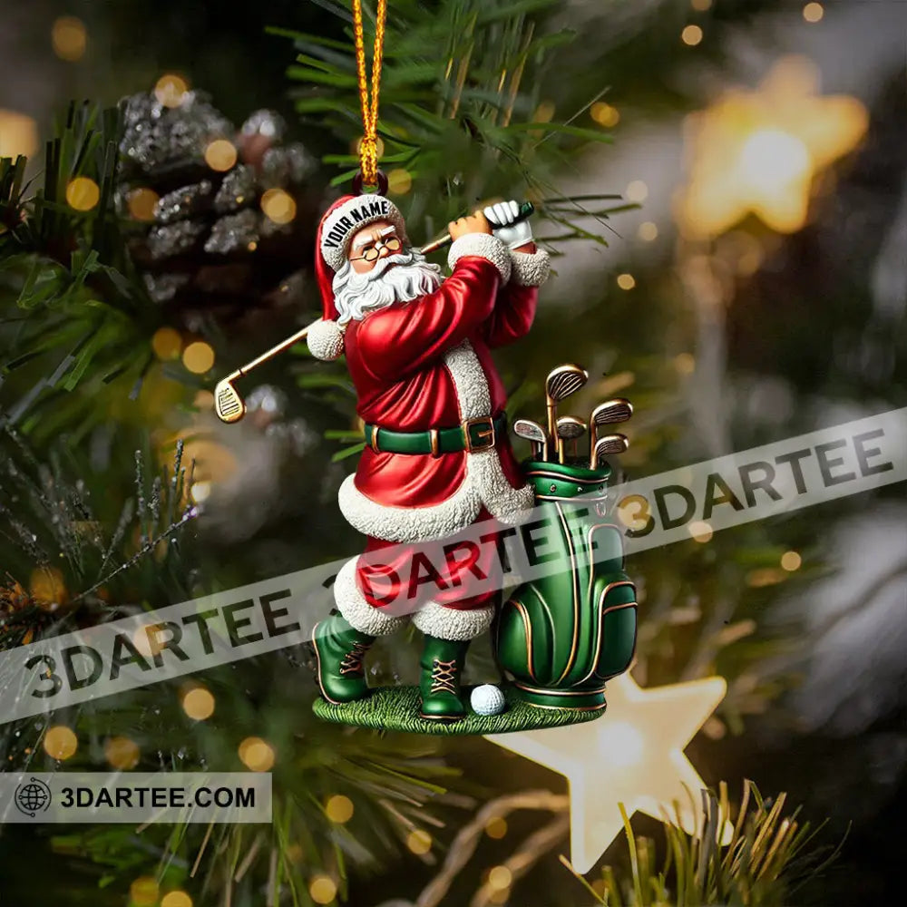 Santa Golf Player Christmas Ornament Personalized Ornament Ornament