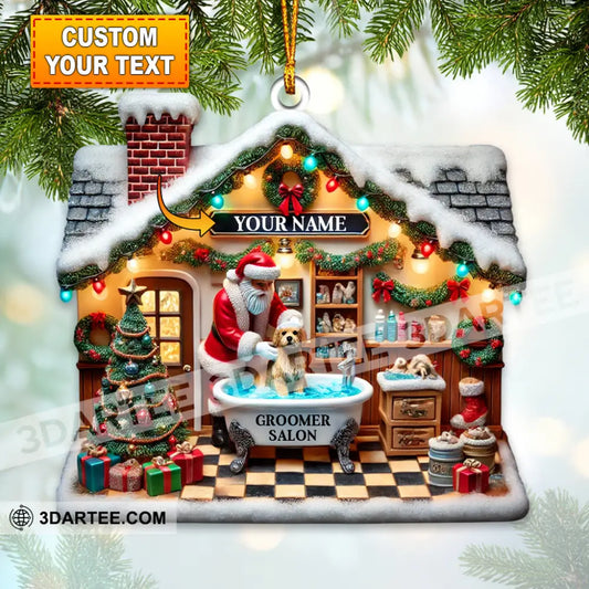 Santa Groomer Salon Home Decor Christmas Ornament Personalized Ornament 3.54’’ / 1 Ornament Ornament