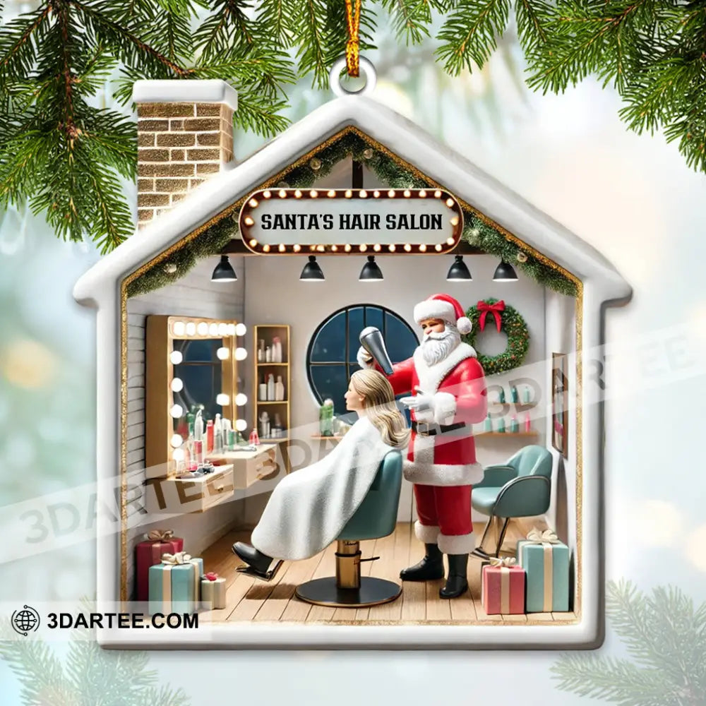 Santa Hair Salon Christmas Ornament Personalized Ornament Ornament