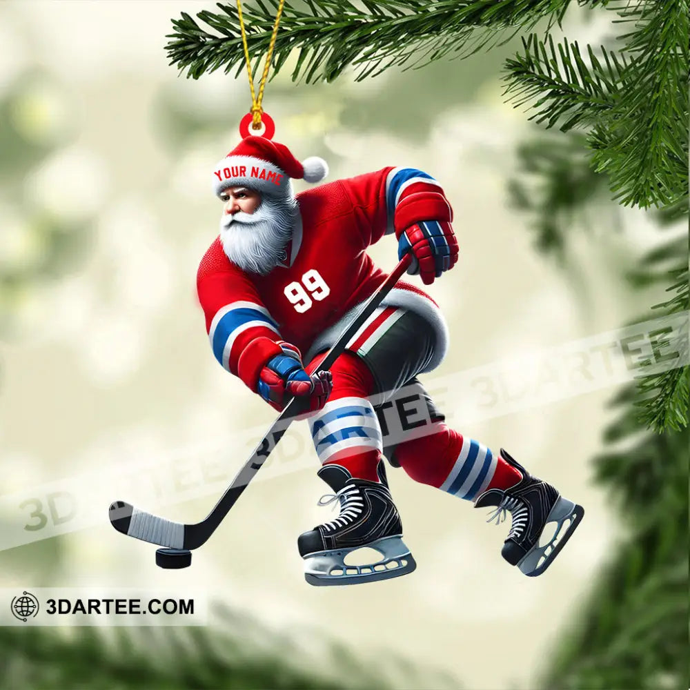 Santa Hockey Christmas Ornament Personalized Ornament Ornament