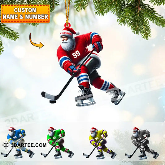 Santa Hockey Christmas Ornament Personalized Ornament 3.54’’ / 1 Ornament Ornament
