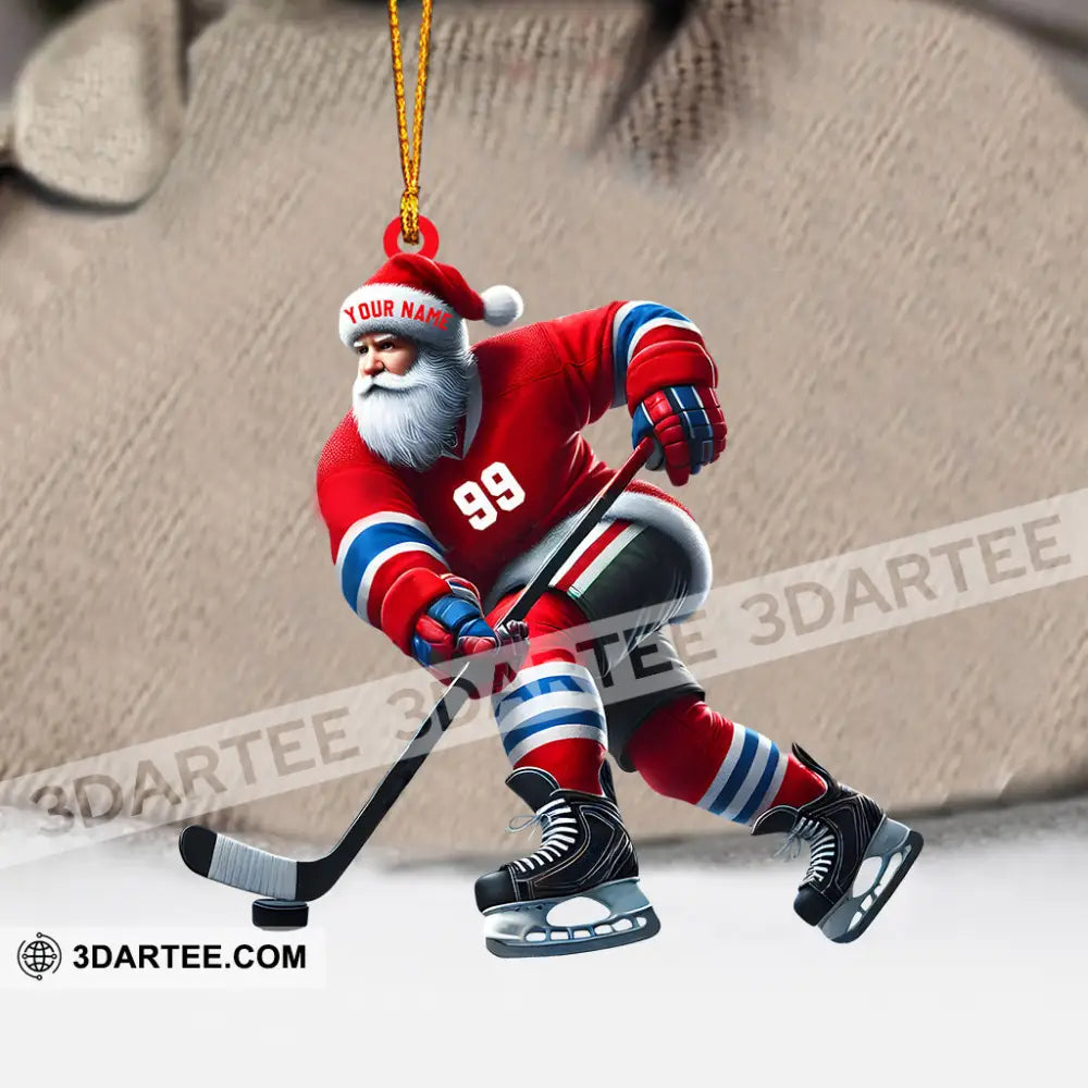 Santa Hockey Christmas Ornament Personalized Ornament Ornament